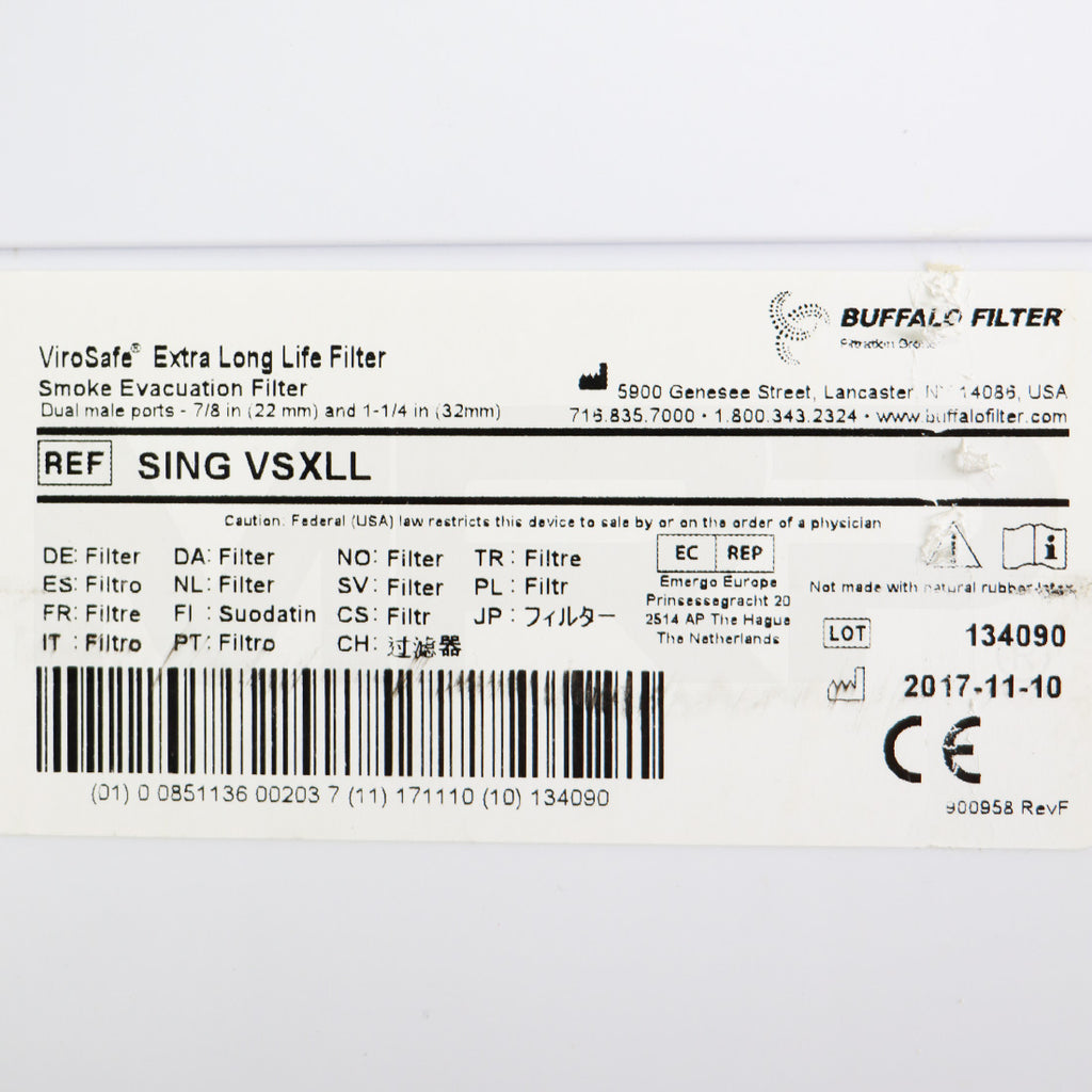 Buffalo Filter Porta PlumeSafe 604 PPS604 ViroSafe Filter Surgical Smoke Evacuation Device