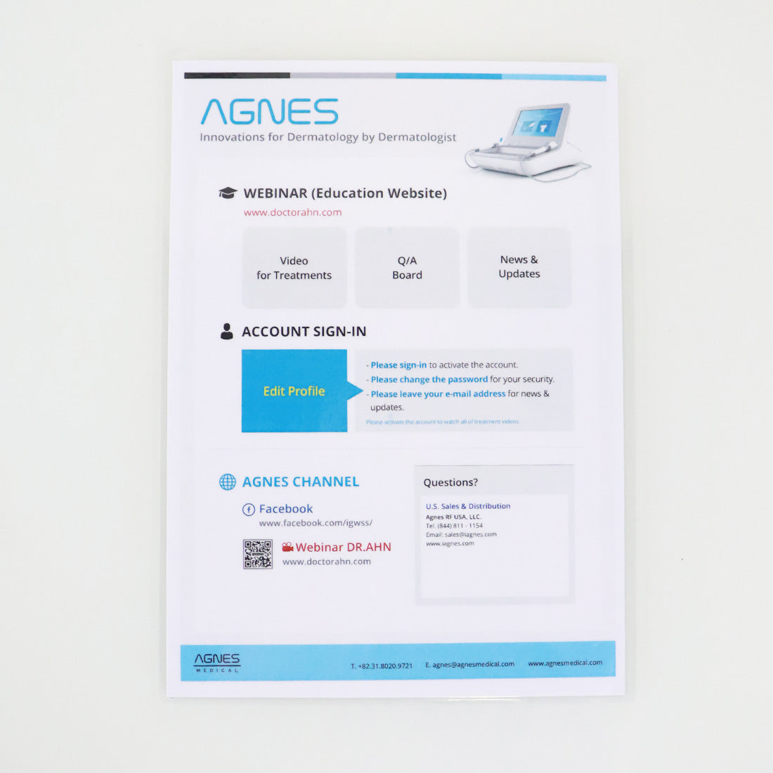 AGNES Medical User References Guide Operators Manual Set Up Information Kit