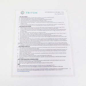 2019 Inmode Triton Quick Reference Guide Laminated Sheet QRG