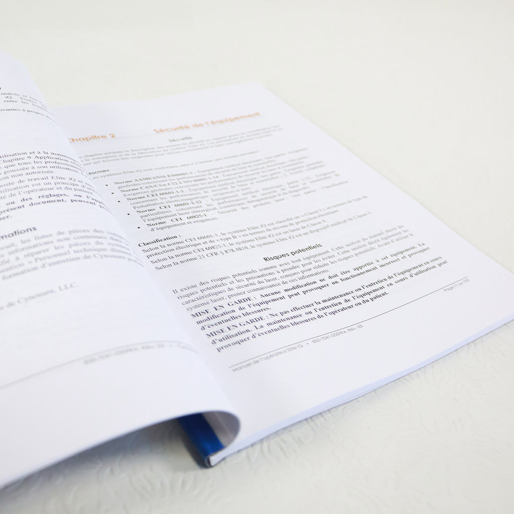 Cynosure Elite iQ Alexandrite Operator French Manual RL0C5001B