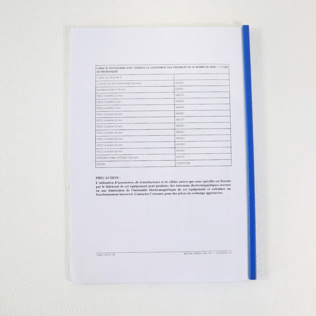 Cynosure Elite iQ Alexandrite Operator French Manual RL0C5001B