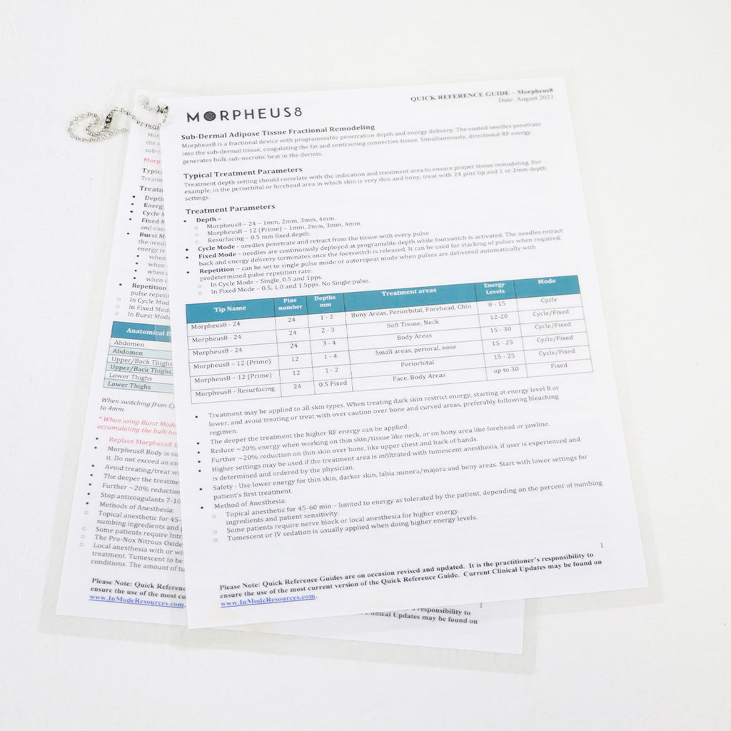 InMode Facetite Morpheus 8 Quick Reference Guide Clinical Bulletin QRG