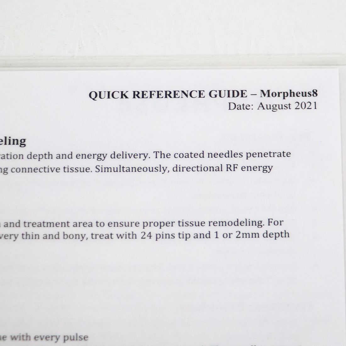InMode Facetite Morpheus 8 Quick Reference Guide Clinical Bulletin QRG