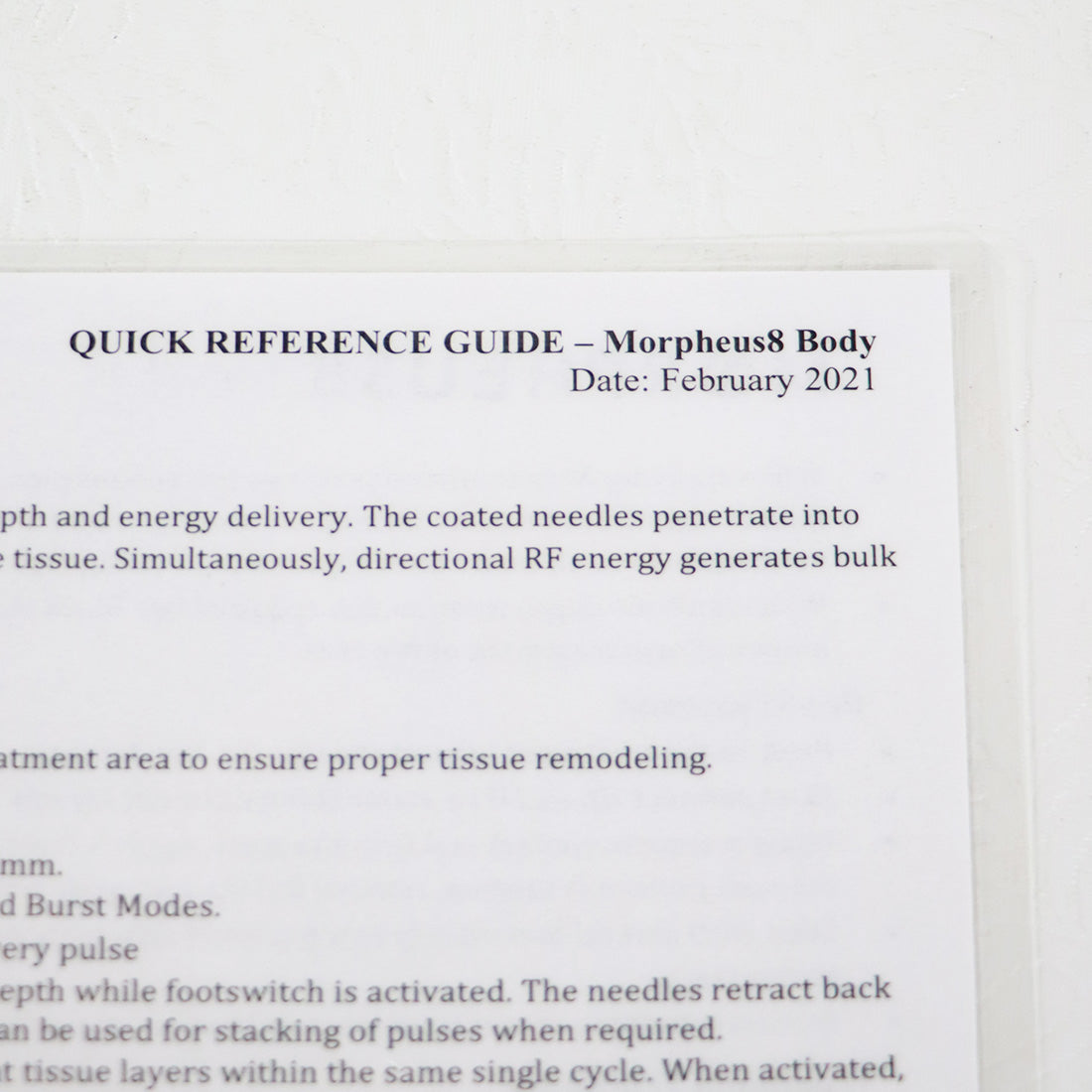 InMode Facetite Morpheus 8 Quick Reference Guide Clinical Bulletin QRG