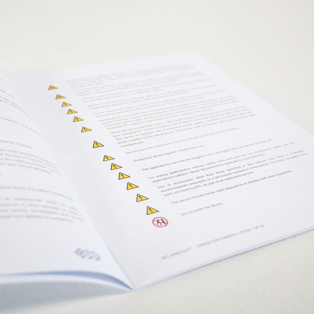 BTL EMSculpt Operators Manual Guide User Directions Operator Guidelines