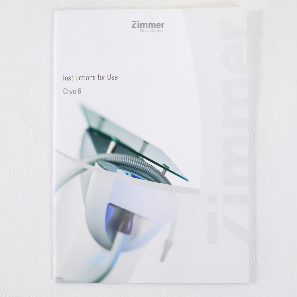 Zimmer Cryo 6 Operator Instructions For Use Manual Cryo Chiller Operation Guide