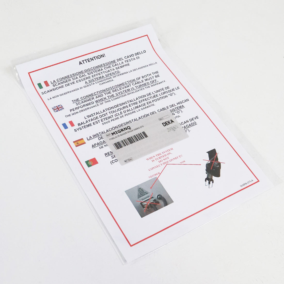 Deka Multi-Language Connection Warning Sign