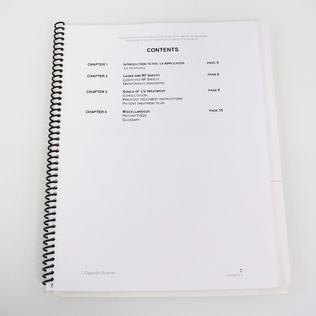Syneron LV Applicator RF Clinical Manual Handpiece HP Guide Version 2.1