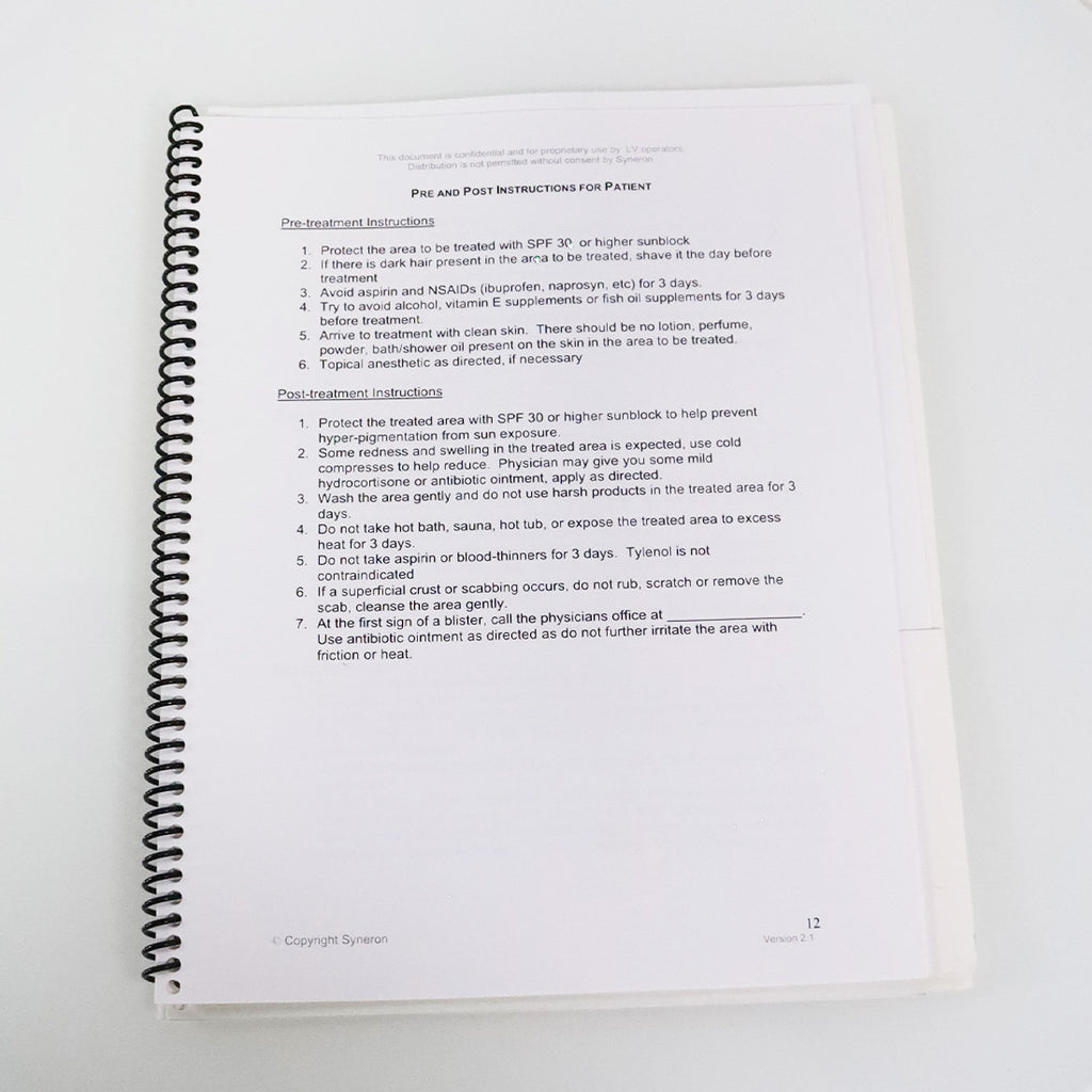 Syneron LV Applicator RF Clinical Manual Handpiece HP Guide Version 2.1