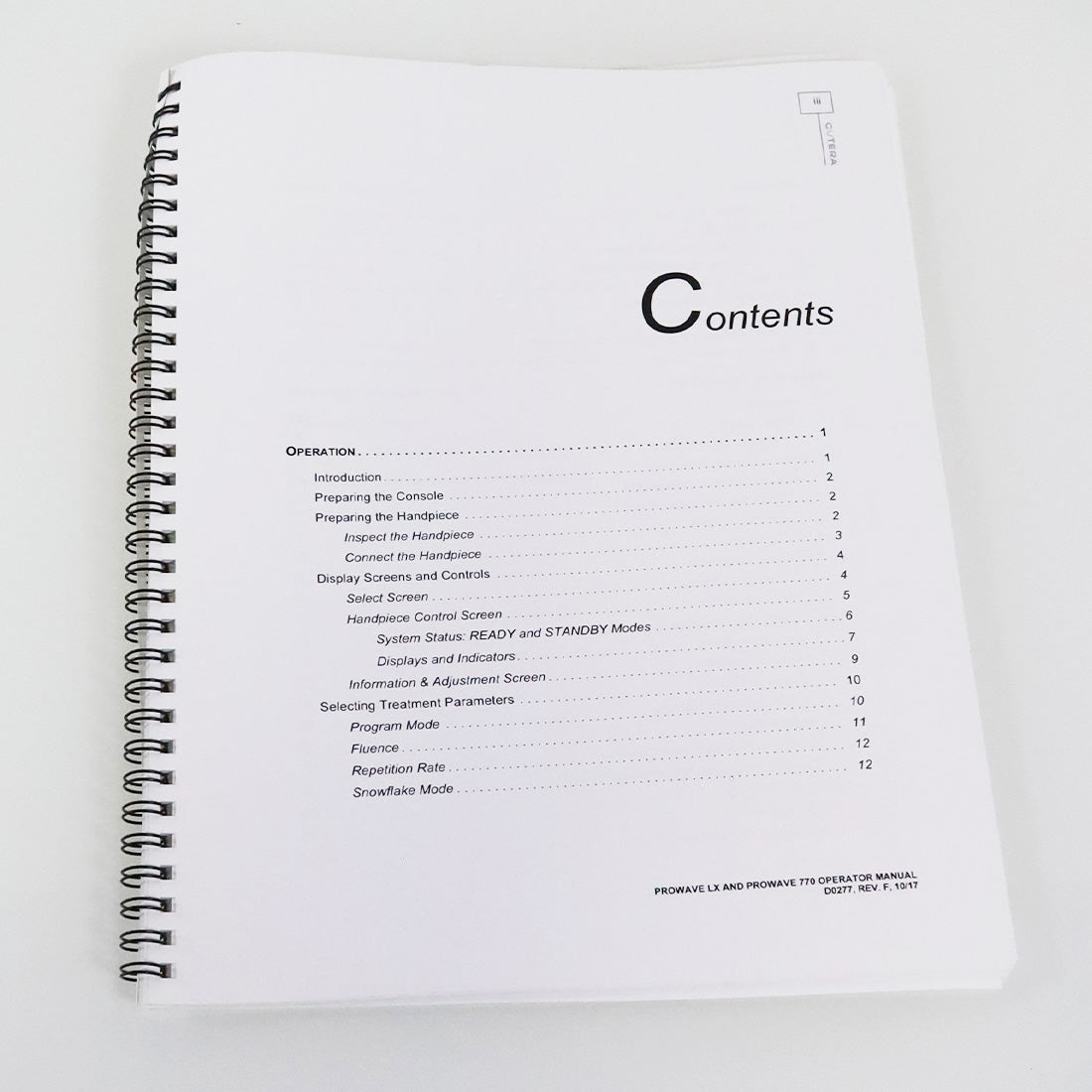 2017 Cutera Prowave LX Prowave 770 Operator Manual D0277 Revision F
