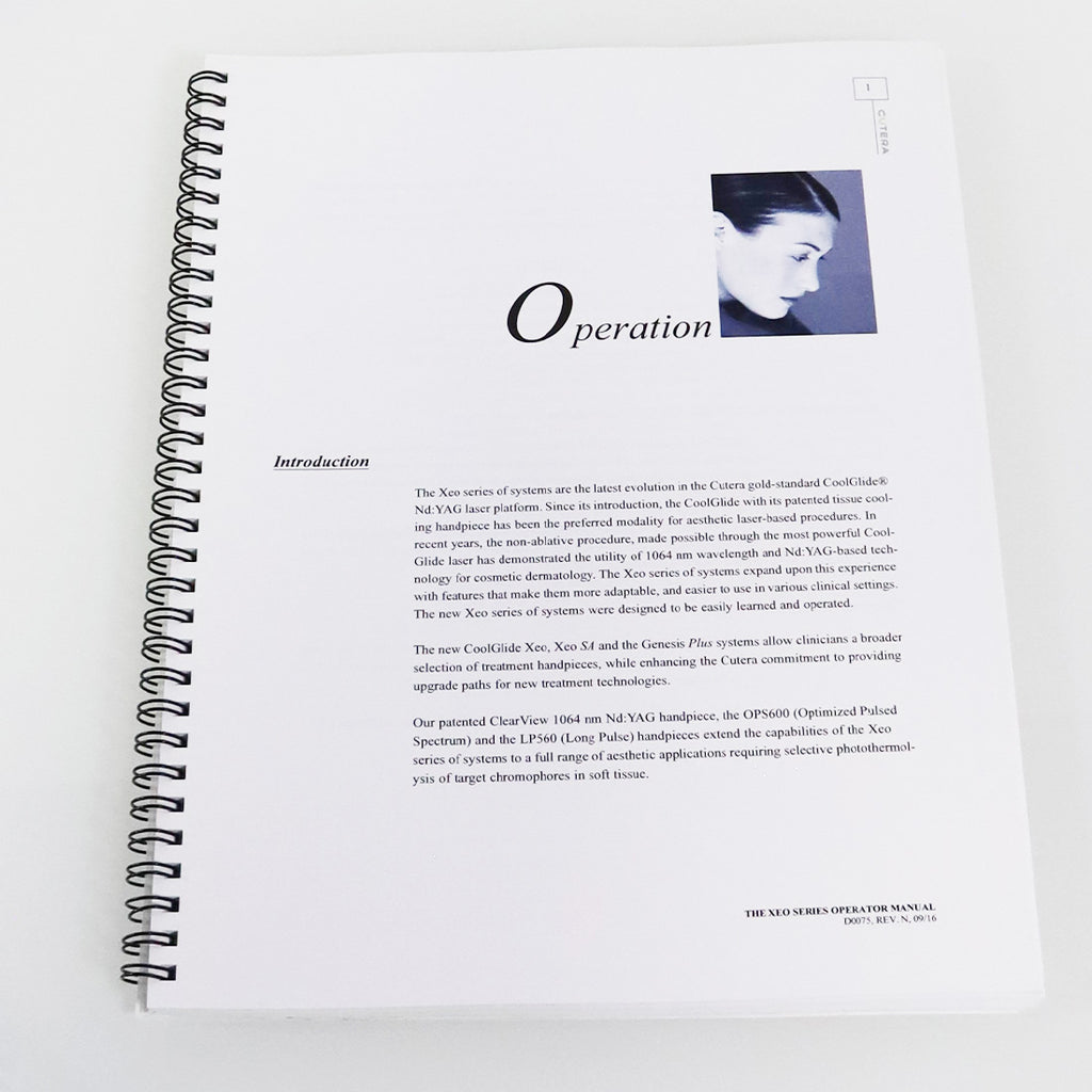 2016 Cutera Xeo Series NdYAG 1064 Laser IPL User Operator Manual D0075 Rev N