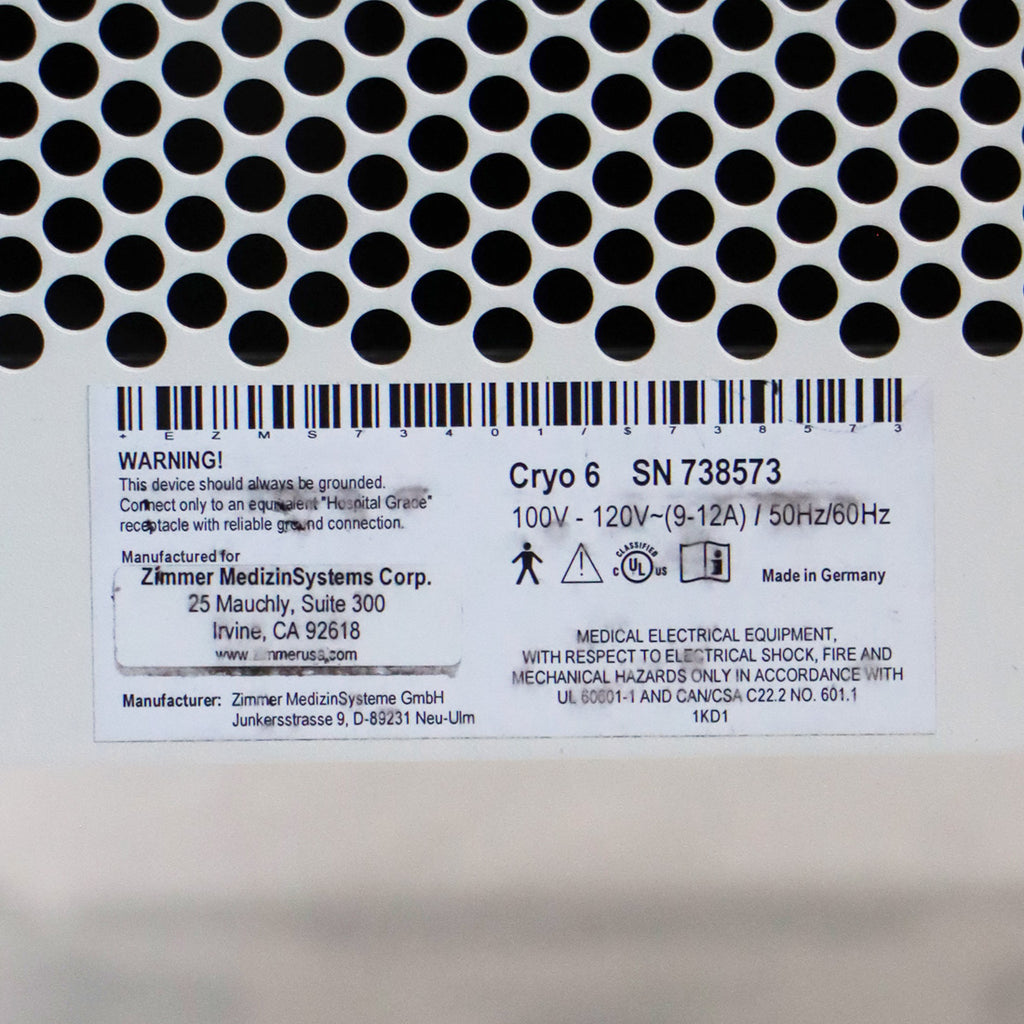 Zimmer Cryo 6 Epidermal Cryo Therapy Chiller Device System