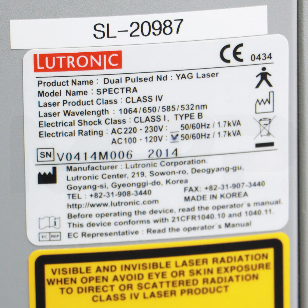 2014 Lutronic Spectra Dual Pulse Nd:YAG Laser Skin Pigmentation System
