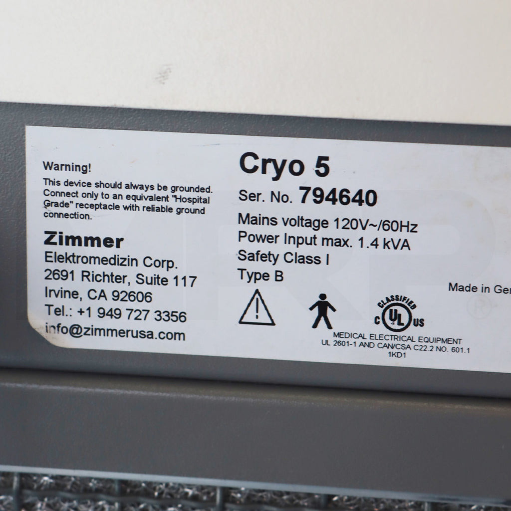Zimmer Cryo 5 Patient Air Chill Skin Treatment System