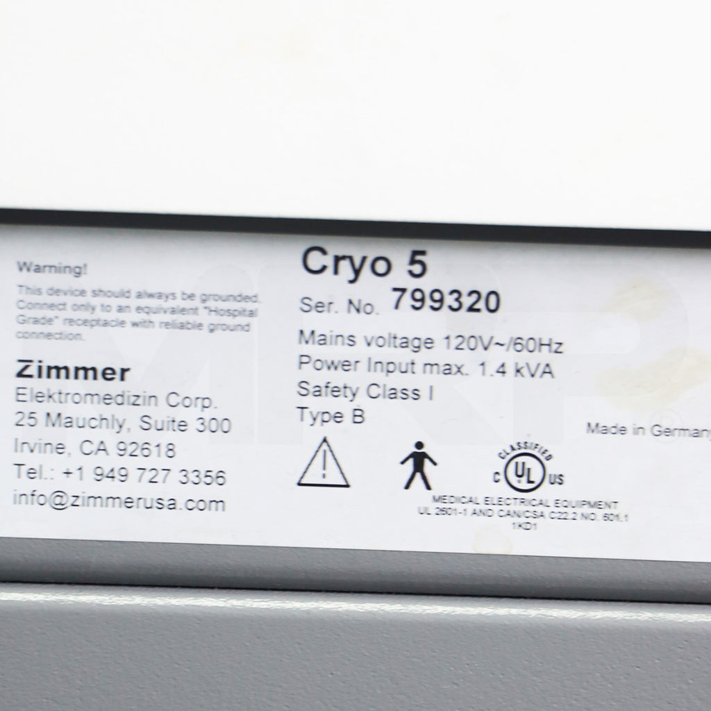 Zimmer Cryo 5 Patient Therapy Air Chiller System