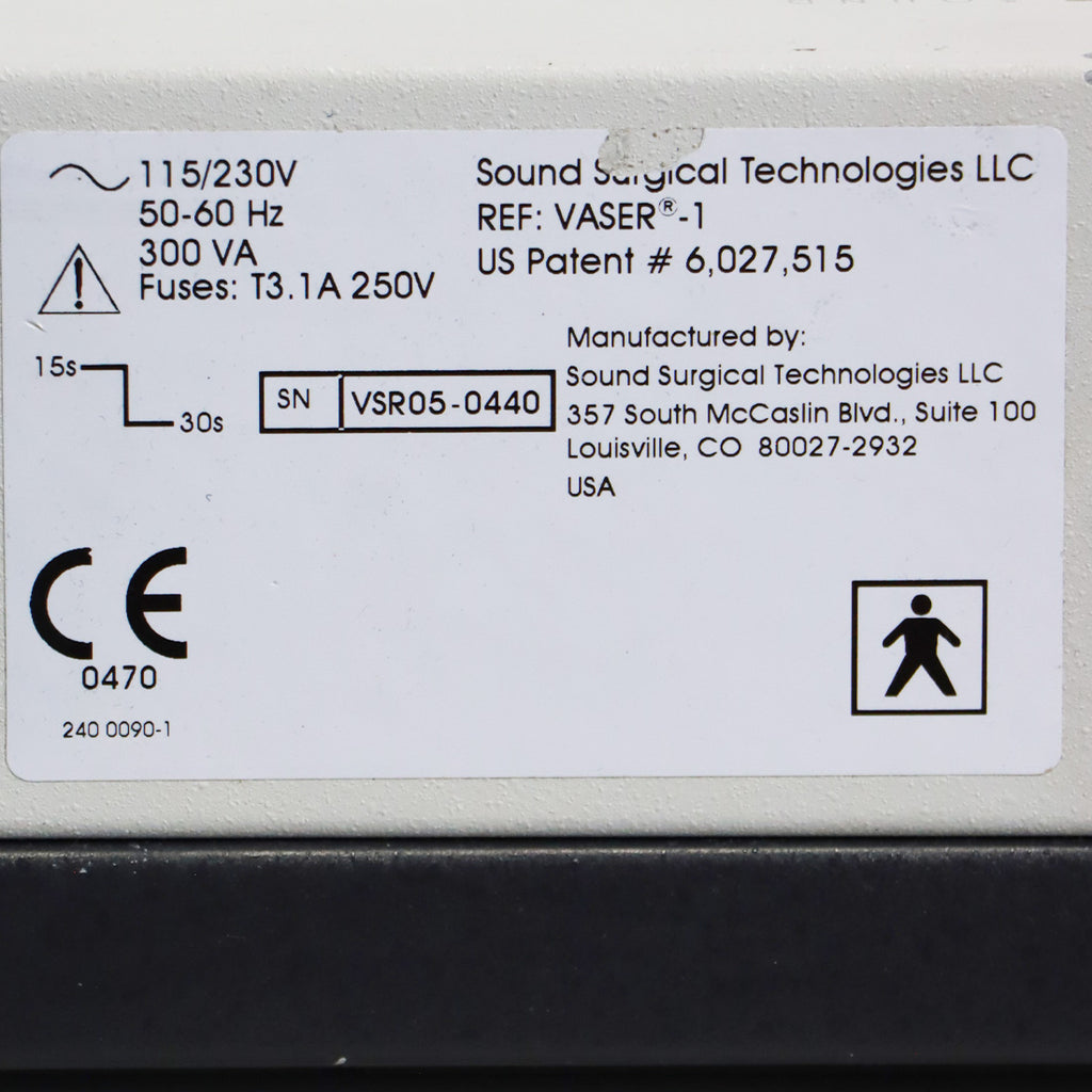 Sound Surgical Technologies Vaser1 Amplifier Cart Aspiration Workstation Lipo