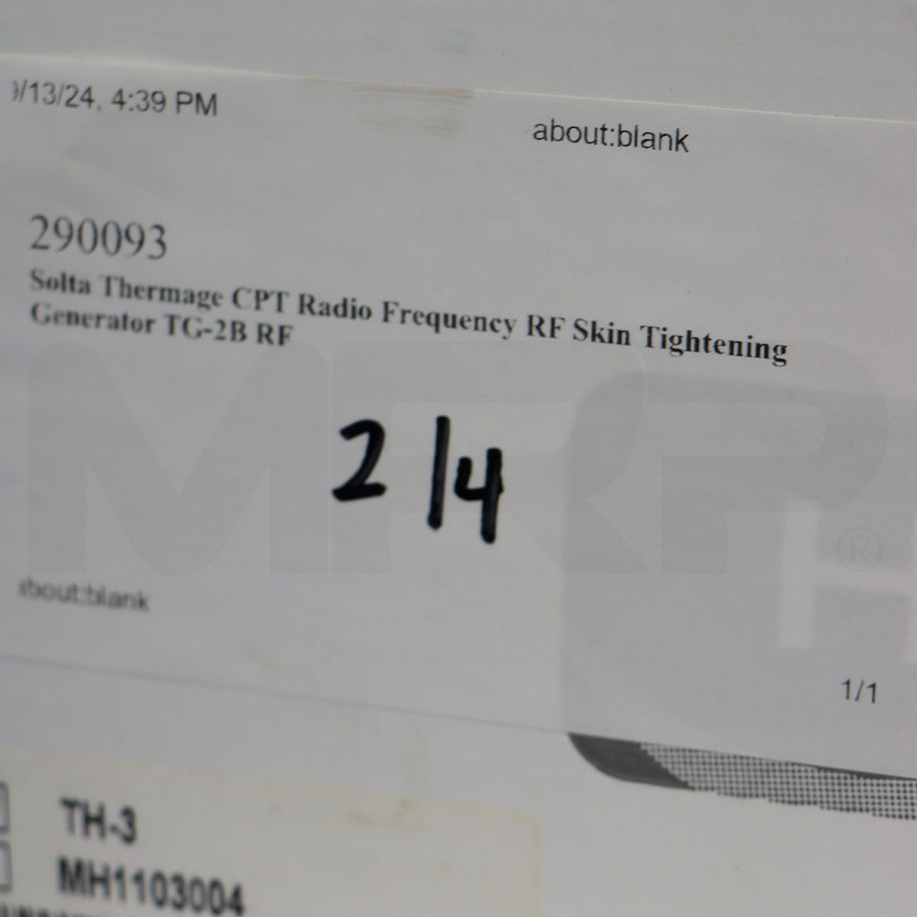 Solta Medical Thermage TH-3 Skin Tightening ThermaCool Handpiece
