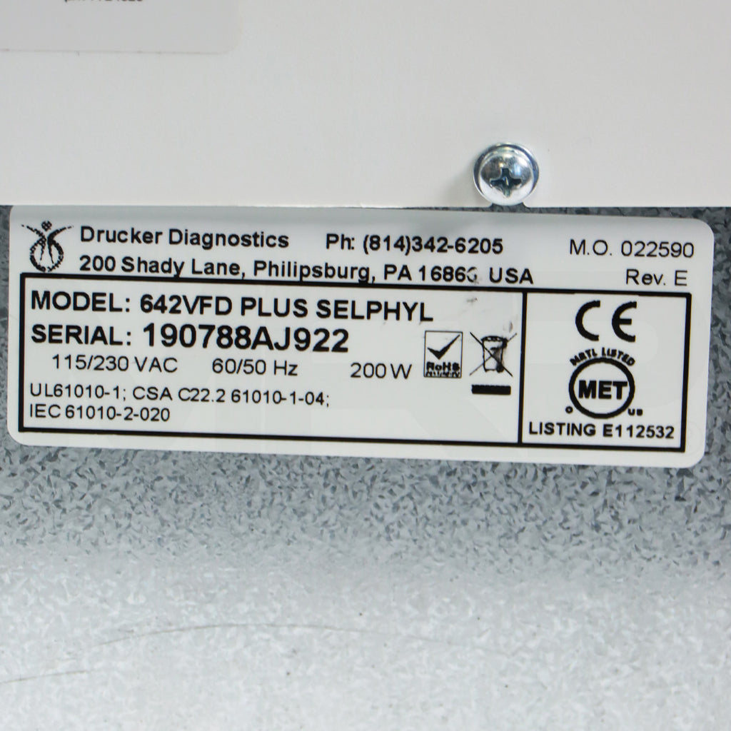 Drucker Diagnostics Selphyl PRP Centrifuge 642VFD Plus System