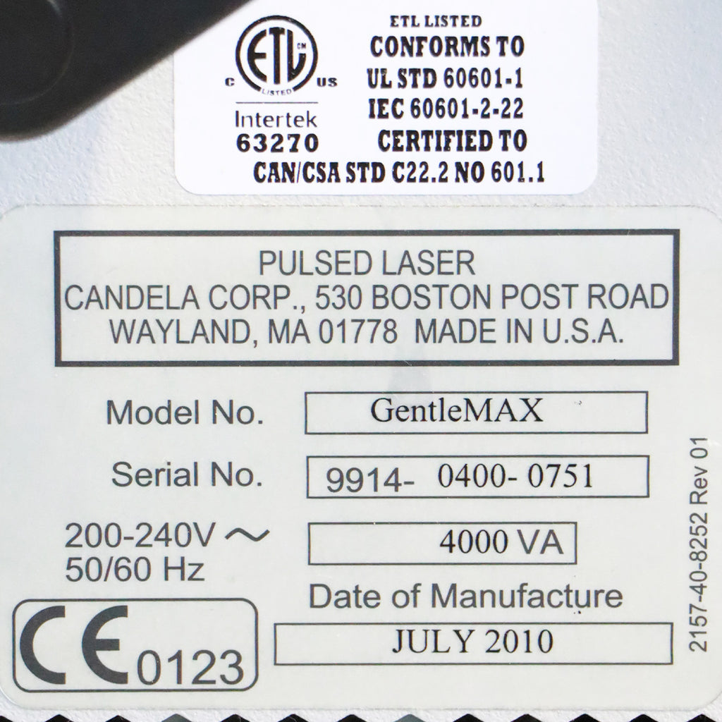 2010 Candela GentleMax Pulsed Laser System 9914-0400-0751
