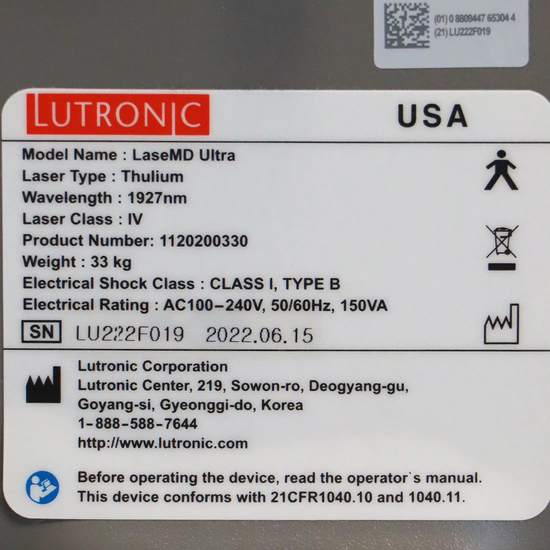 2022 Lutronic LaseMD Ultra Fractional Laser Wrinkles Skin Resurfacing Acne