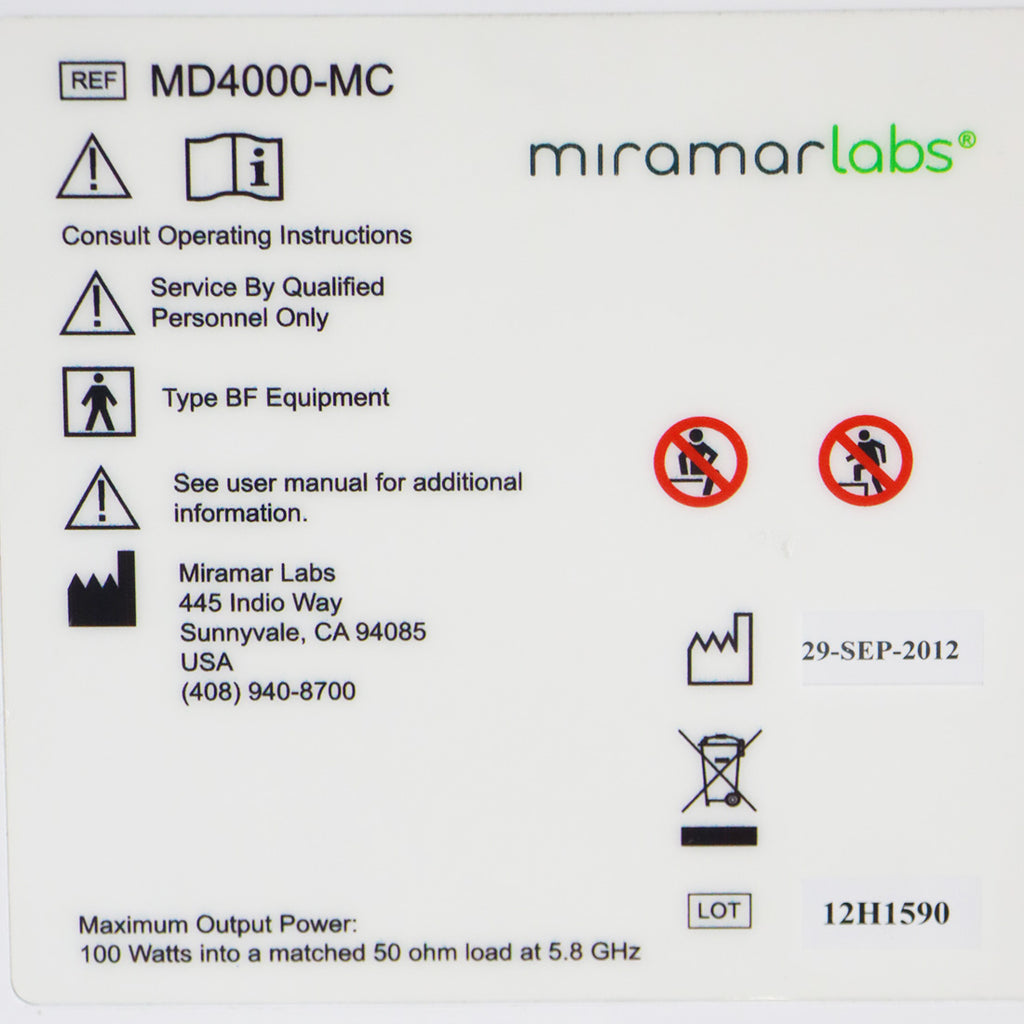 2012 Miramarlabs MiraDry MD4000-MC Sweat Odor Reduction Treatment System