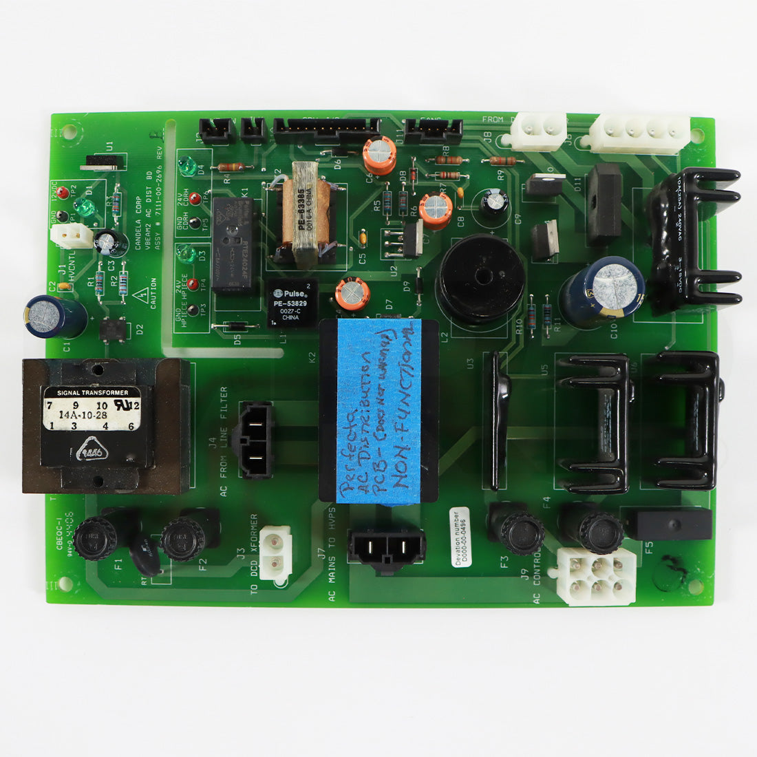 Candela VBeam2 Perfecta 7111-00-2696 AC Distribution PCB Green Board BAD As-Is