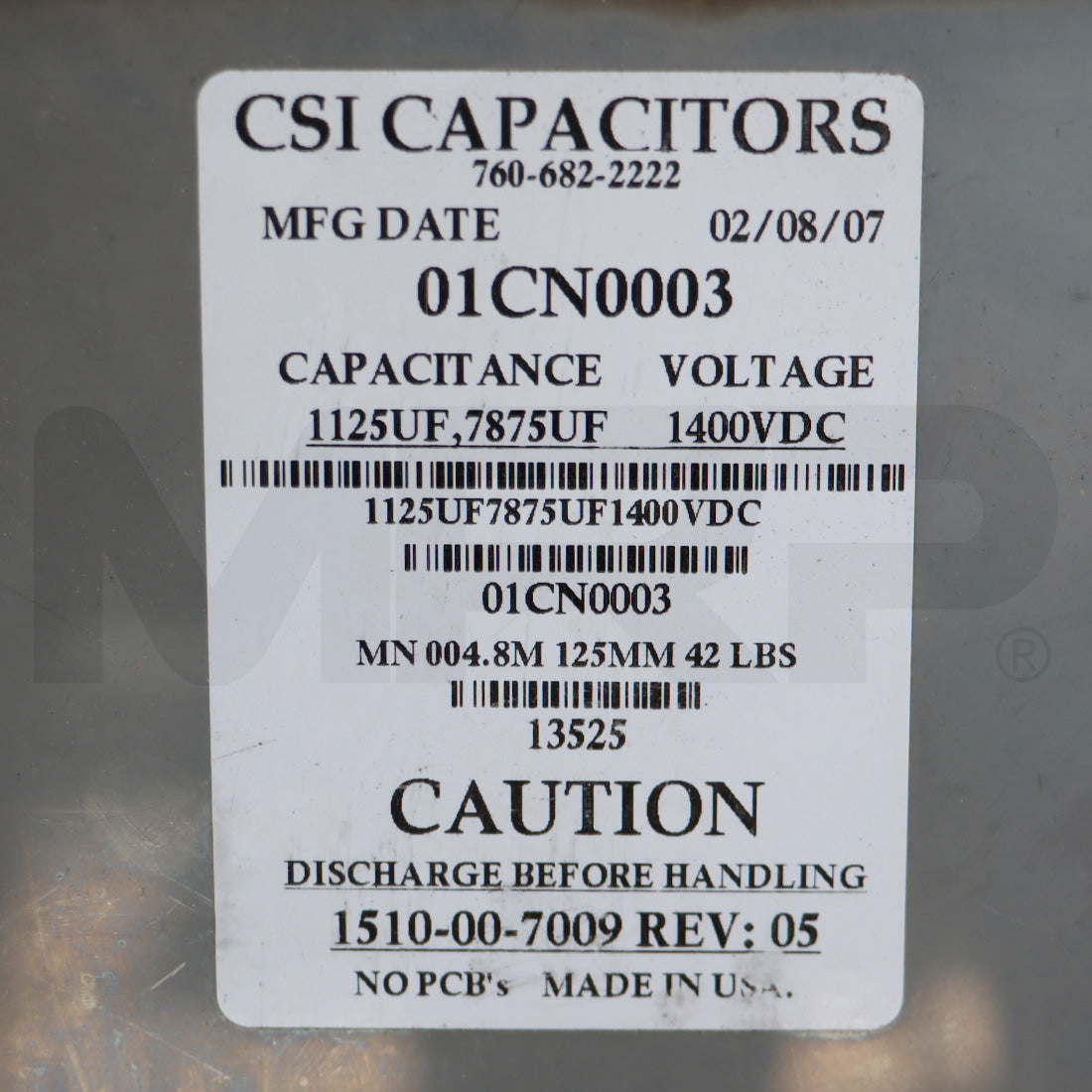 Candela Mini GentleYag MGY Capacitor Bank 1510-00-7009 Untested