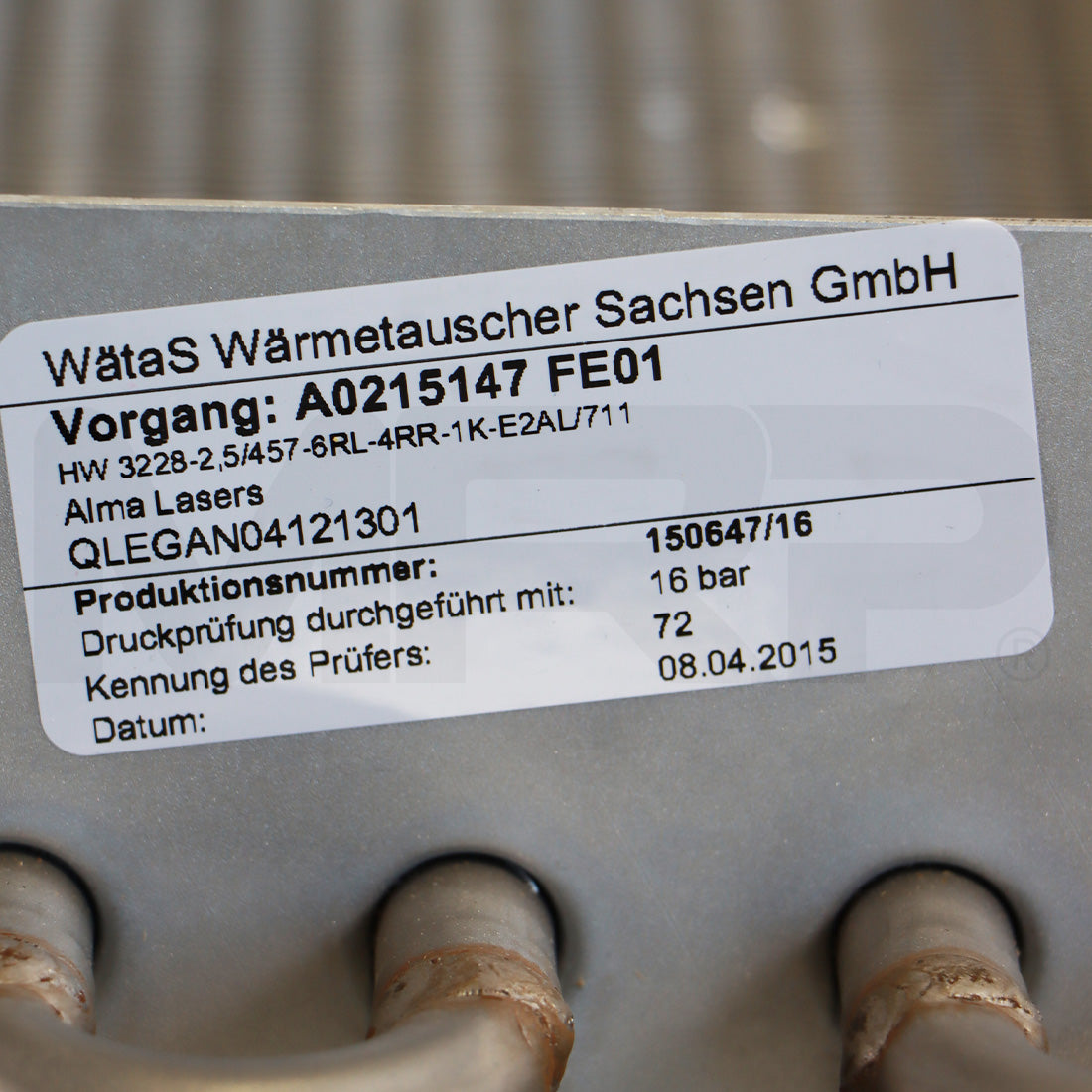Astanza Sinon Ruby Laser Water Air Heat Exchanger Assembly As Is