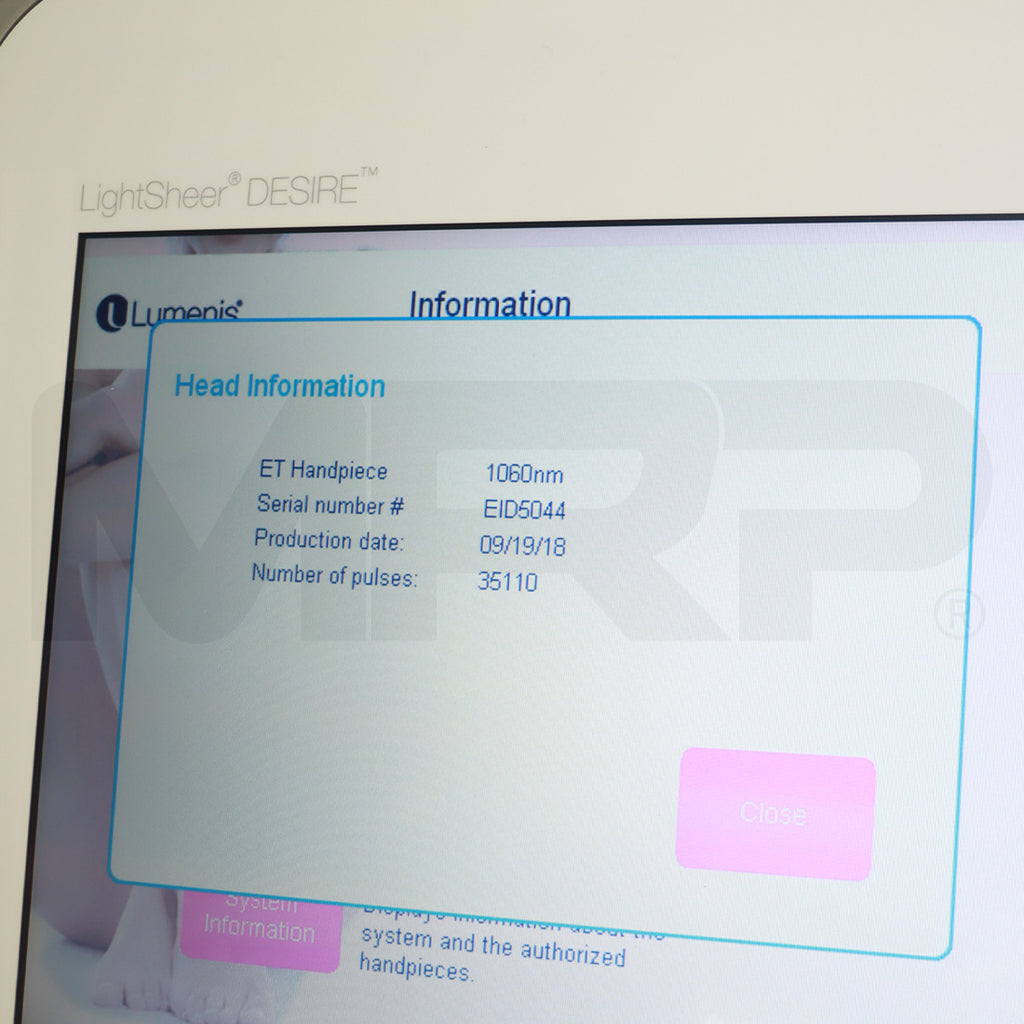 2018 Lumenis LightSheer Desire Diode Laser Hair Removal ET HS Handpieces