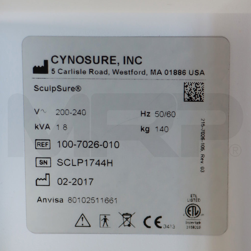 2017 Cynosure SculpSure Diode Laser Submental Body Sculpting Contouring System