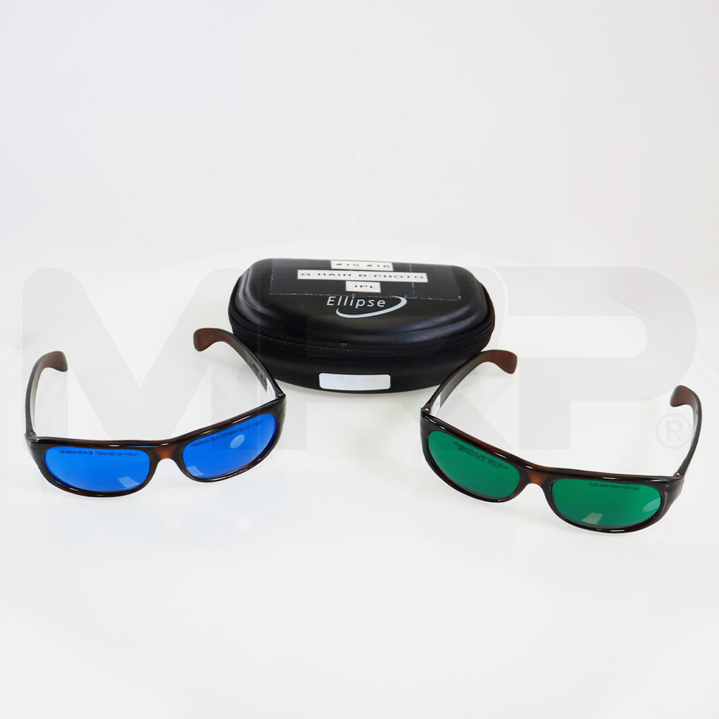 Ellipse PPE Laser IPL Safety Glasses 2 Pair Green Lens Blue Lens