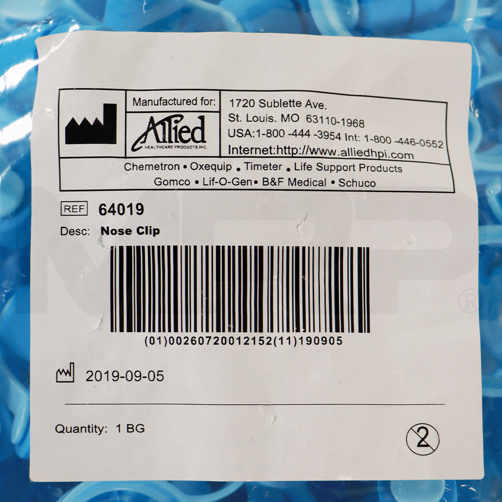 Allied Heathcare Products Nose Clip 64019 x100pcs