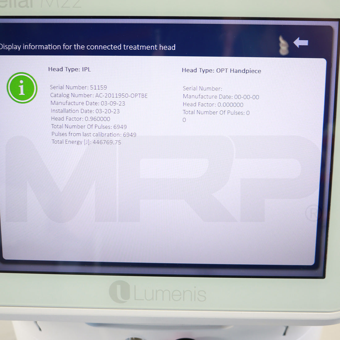 2023 Lumenis OptiLight Non-Invasive Pulse Technology Dry Eye Relief System