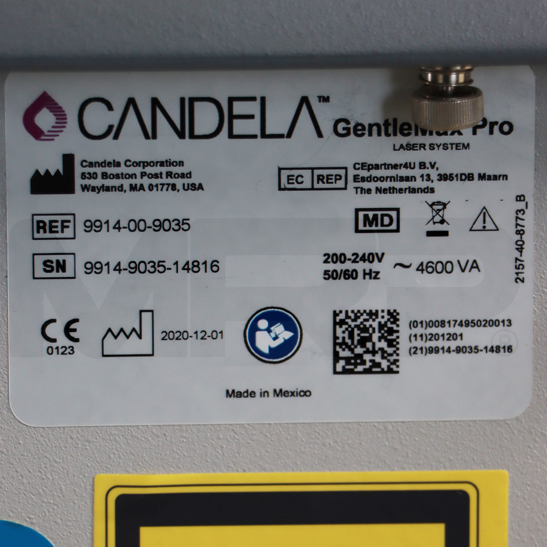 2020 Candela GentleMax Pro Pulsed Laser System 9914-00-9035