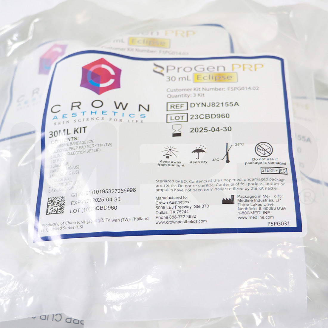Crown Aesthetics ProGen PRP Eclipse 30ML Kit DYNJ82155A x3pcs EXP 2025