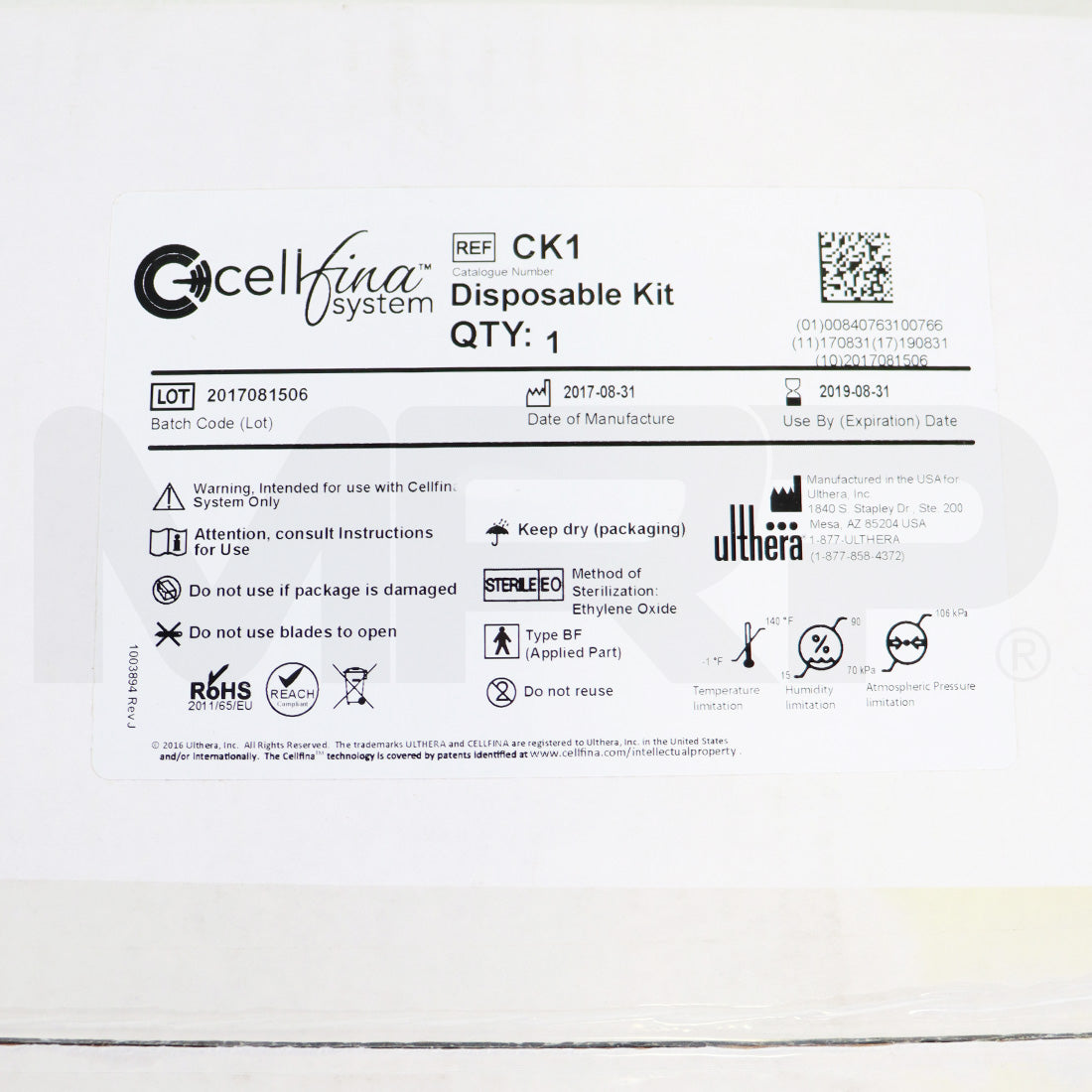 Ulthera Cellfina Cellulite Reduction CK1 Disposable Kit Sterilized EXP 2019