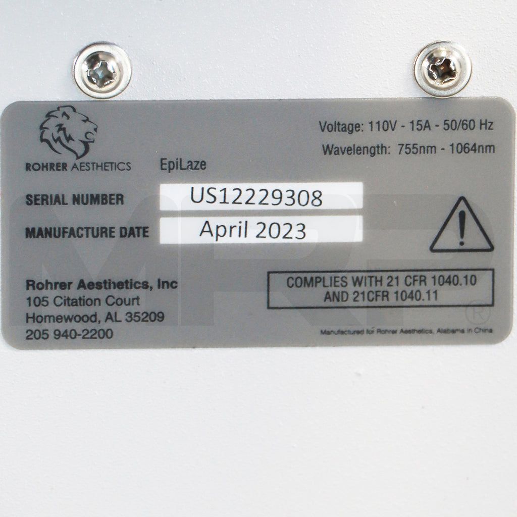 2023 Rohrer Aesthetics EpiLaze Hair Removal HR 1064 810 755nm System