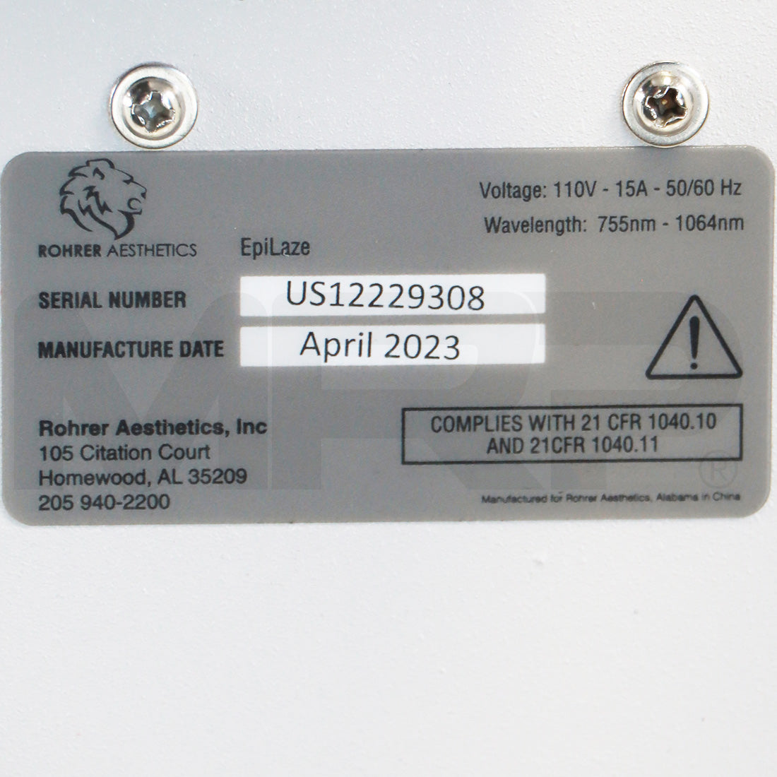 2023 Rohrer Aesthetics EpiLaze Hair Removal HR 1064 810 755nm System
