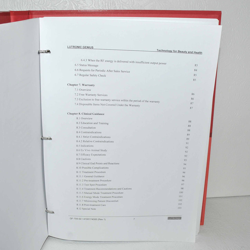 Lutronic Genius Operator Manual RF Microneedling Original User Operation Guide