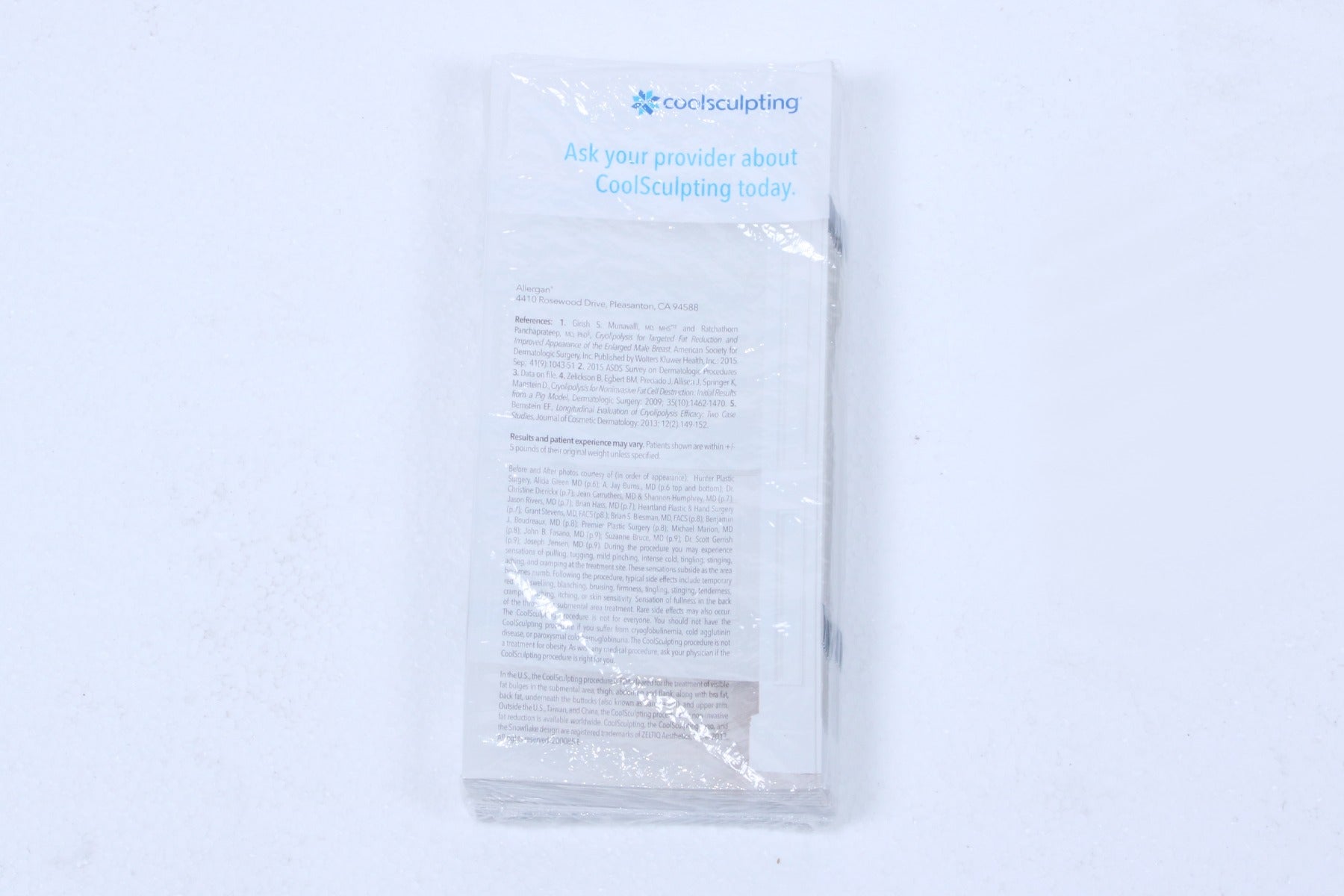 Zeltiq CoolSculpting Freeze Away Fat Patient Brochures 25 Pack 2017 200085-E