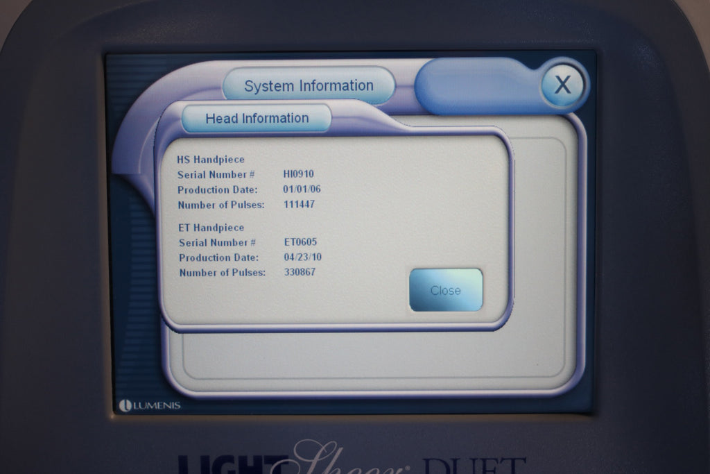 2010 Lumenis LightSheer Duet Light Sheer 810 Diode Hair Removal Laser w/ ET & HS