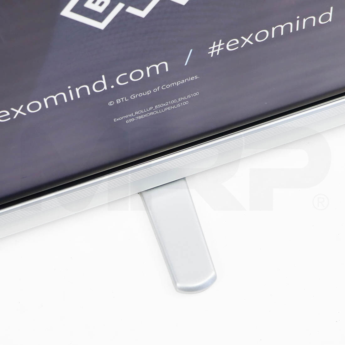 BTL EXOMind Retractable Marketing Banner stand base and part number print