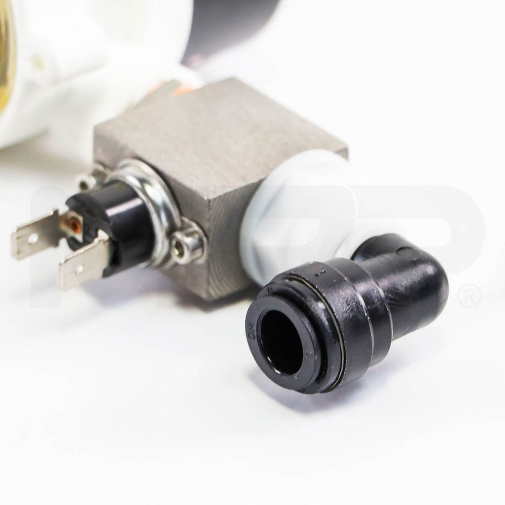 Cynosure Affinity QS flow switch thermal switch block and push-to-connect elbow fitting