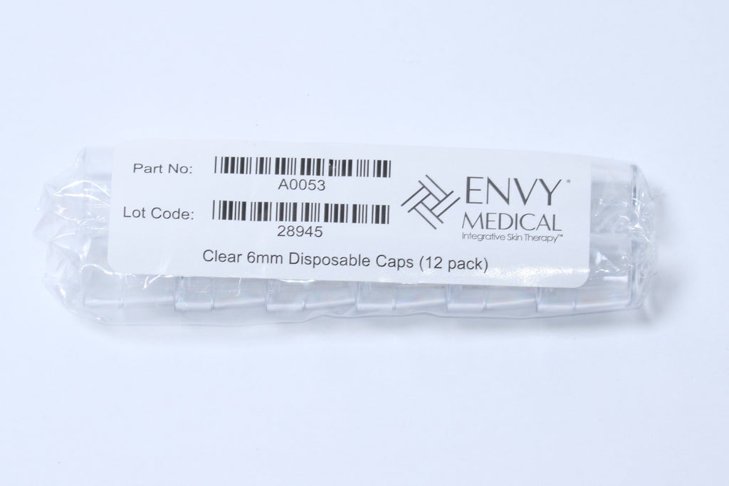 Envy Medical Silkpeel Standard Handpiece Clear 6mm Disposable Caps 12 Pack A0053