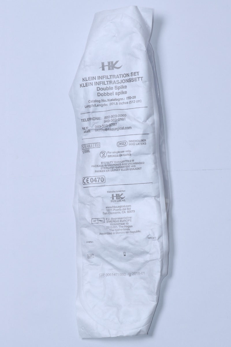 HK Surgical Klein Infiltration Tubing Set Double Spike ITD-20 201.5" 512cm 18 Pk