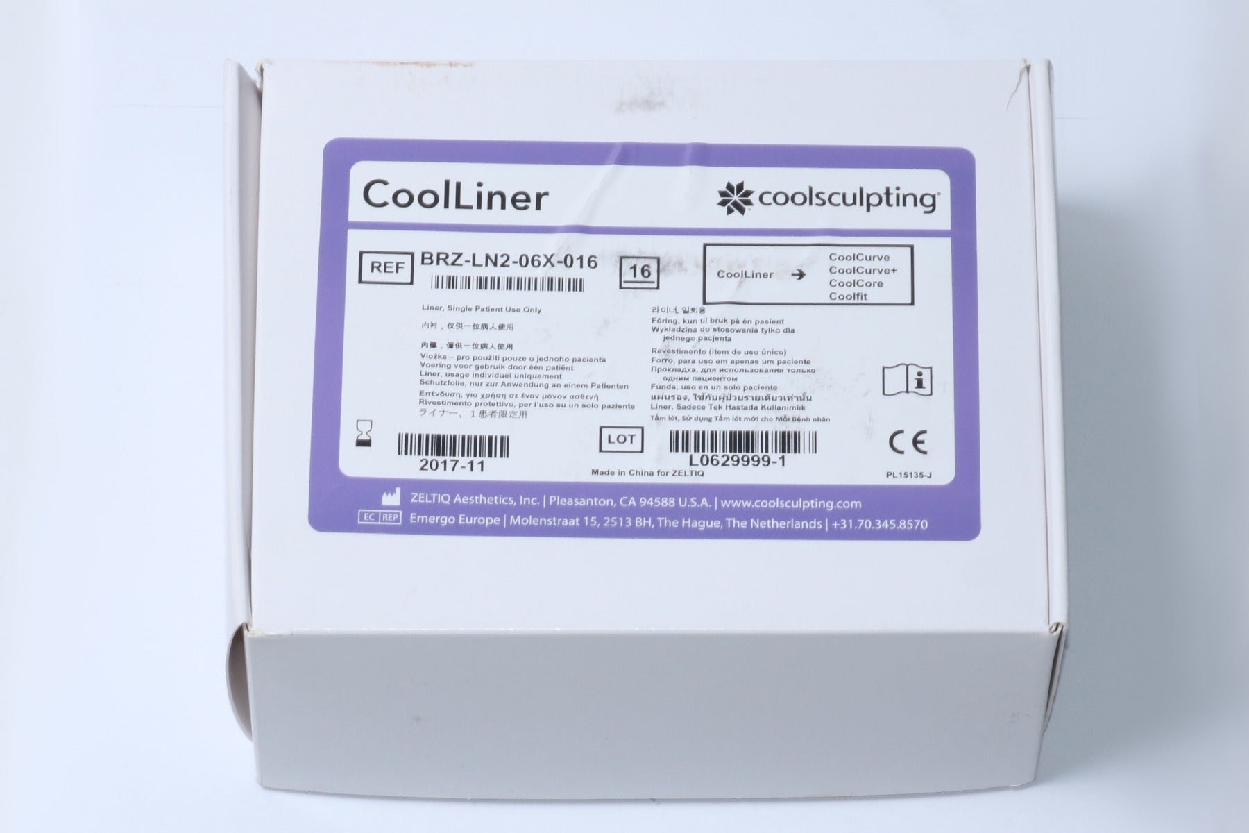 Zeltiq CoolSculpting Standard Purple Cool Liner BRZ-LN2-06X-016 16 PACK EXP 2017