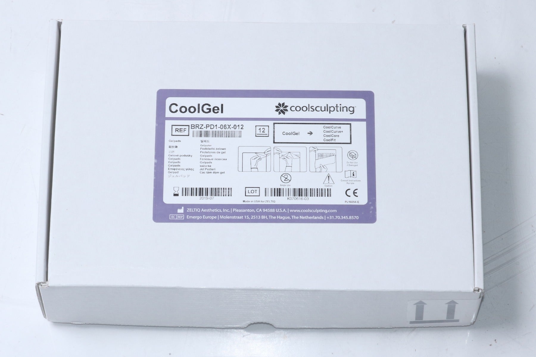 Zeltiq CoolSculpting Standard Purple Cool Gel BRZ-PD1-06X-012 12PACK EXP 2019-07
