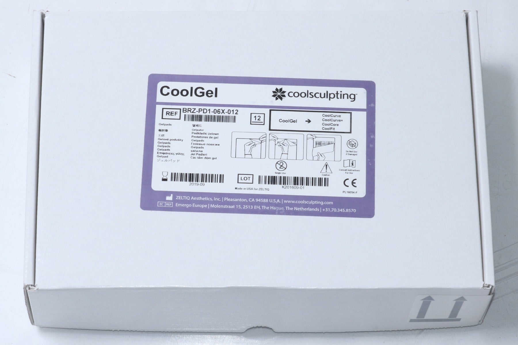 Zeltiq CoolSculpting Standard Purple Cool Gel BRZ-PD1-06X-012 12PACK EXP 2019-09