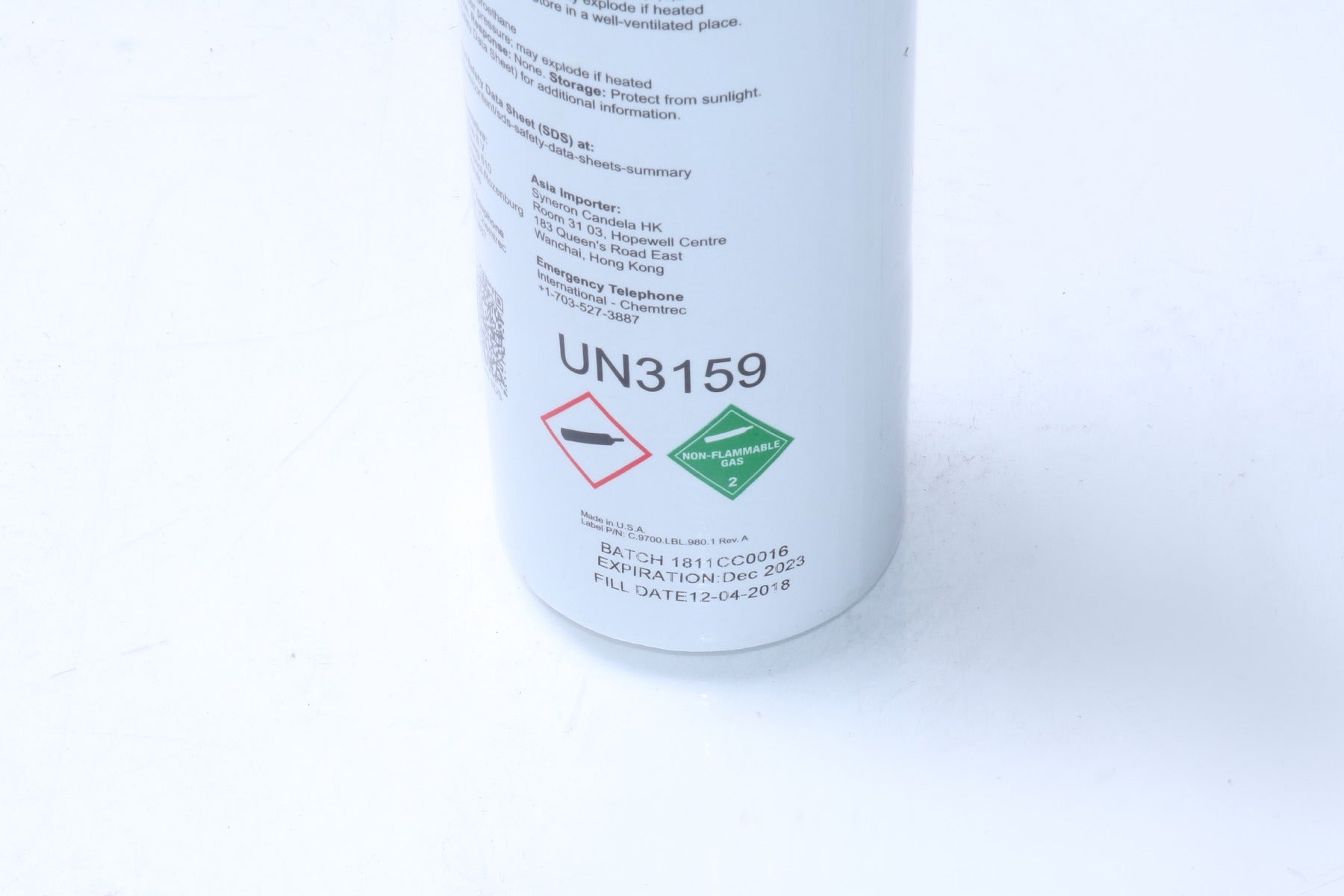 Candela Lasers DCD GentleCool Cryogen 1600-00-0210 Single 1000g Canister 2020
