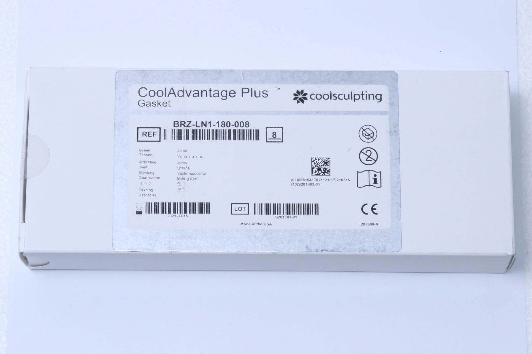 Zeltiq CoolAdvantage Plus Gasket 8 Pack BRZ-LN1-180-008 EXP 2020-08